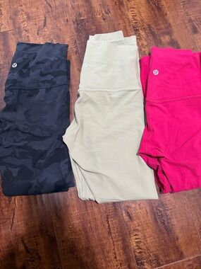 lululemon athletica Leggings Trio - Black Camo, Cream, Bright Pink